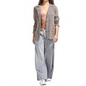 NEW NOABOA celeste single button blazer in tan leopard